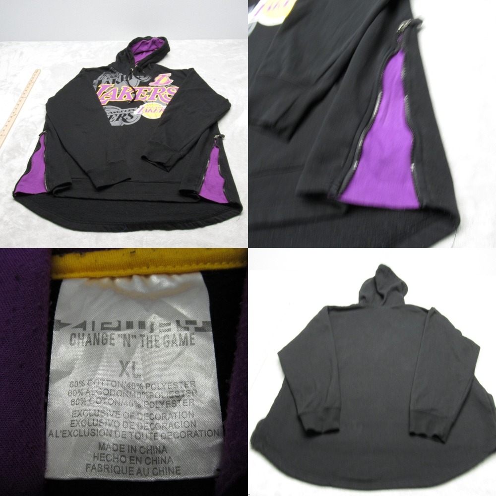 Vintage‎ Lakers Hoodie Mens XL Zipway Change N The Game Black Side Zip Pullover